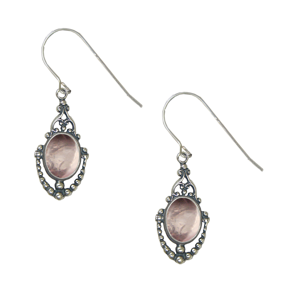 Sterling Silver Victorian Rose Drop Dangle Earrings